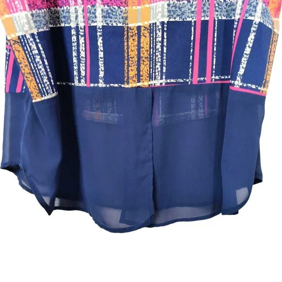 Signature Studio Sleeveless Top Multicolored Blue Plaid Women's Size Medium - Picture 8 of 8